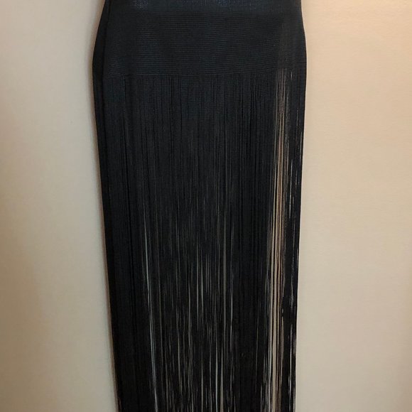 Dream Dance Stunning Maxi Black Floor Length Fringe Wrap Skirt - Picture 2 of 4